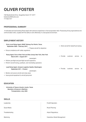 cover letter for ramp agent position