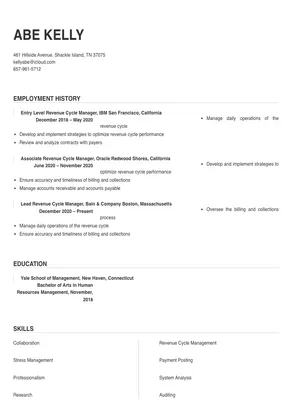 Revenue Cycle Manager Resume Sample Tips Online Resume Builder