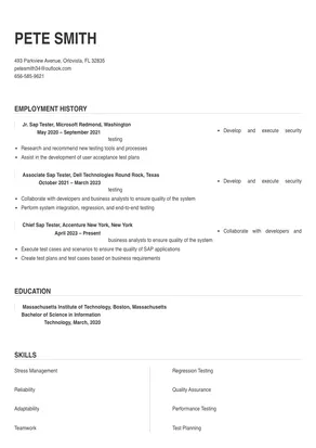 Sap Tester Resume Sample & Tips | Online Resume Builder