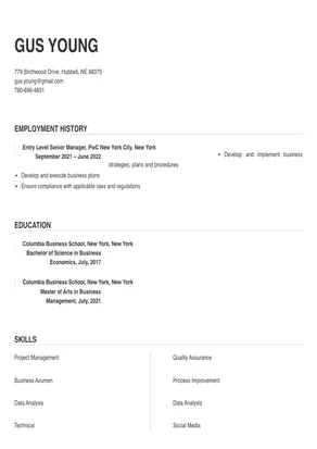 best resume format for senior management position