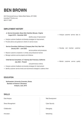 service consultant resume