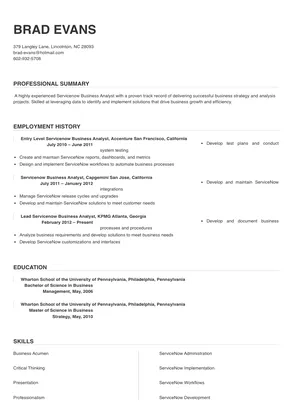 Servicenow Business Analyst Resume Sample & Tips 