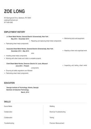 cover letter for sheet metal worker