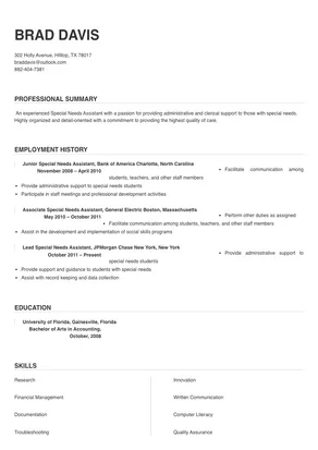 cover letter special needs assistant