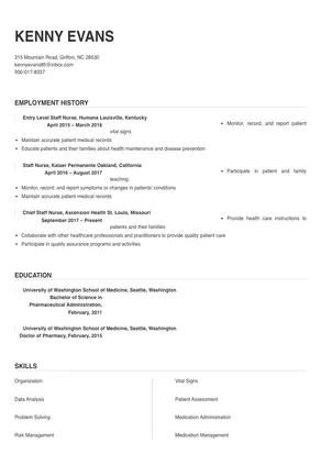 resume sample for staff nurse