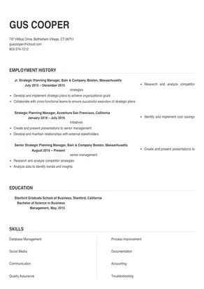 sample resume strategic planning manager