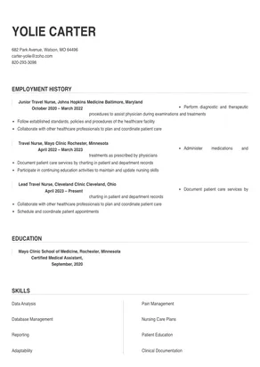 travel rn resume template