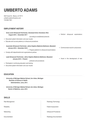 ultrasound resume cover letter examples
