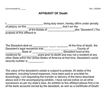 Affidavit of Death