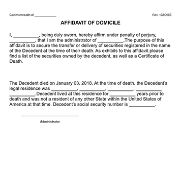 Affidavit of Domicile