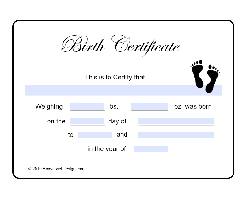 printable birth certificate templates
