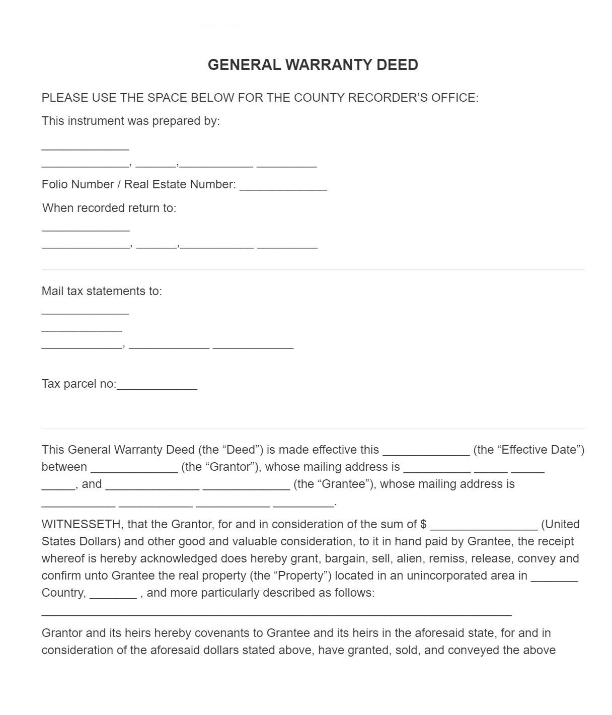 General Warranty Deed