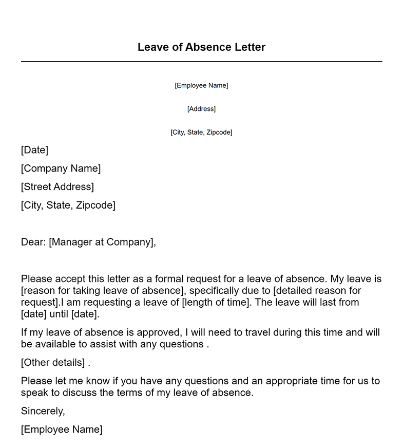 Leave Of Absence Letter