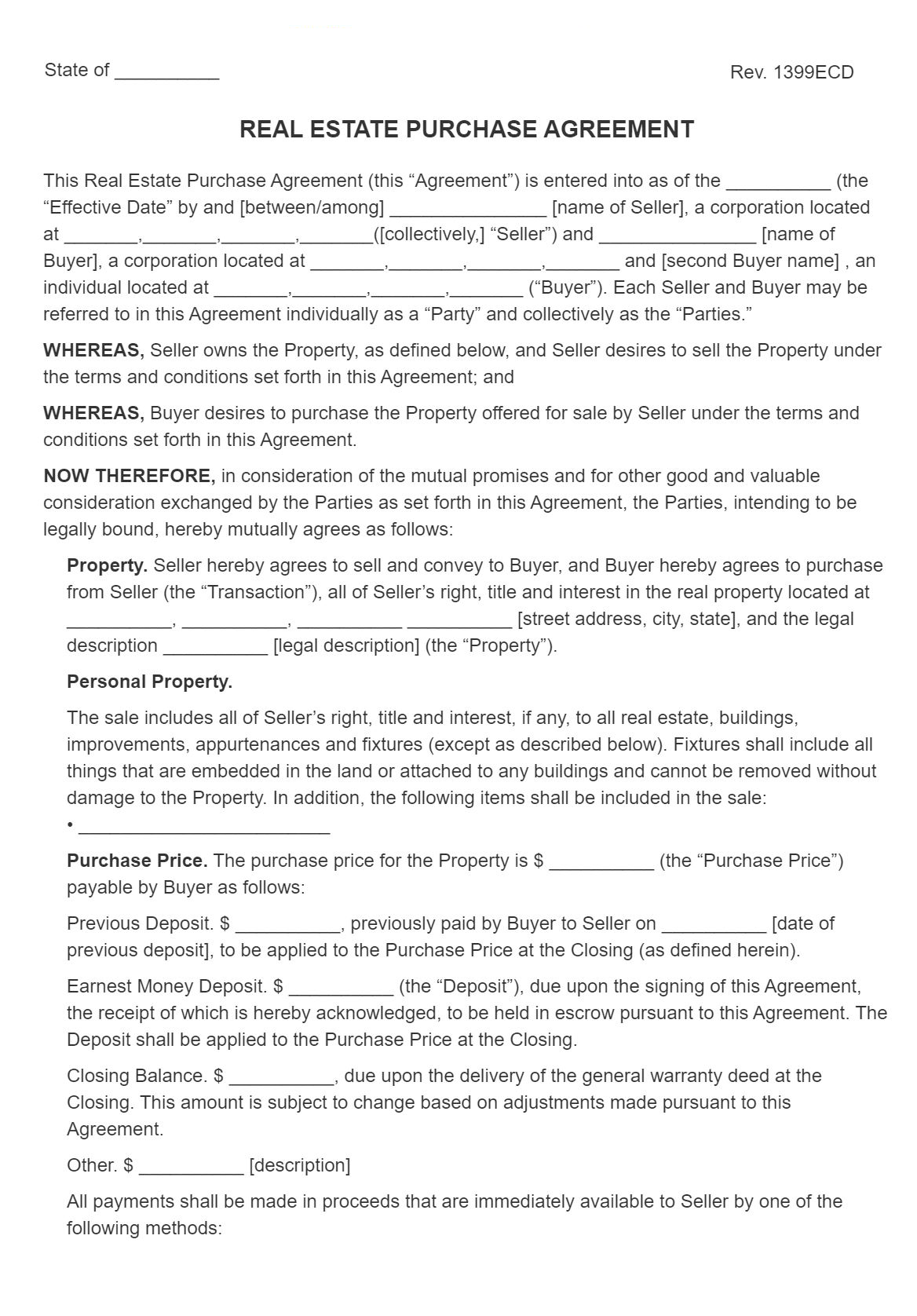 SignSimpli Real Estate Purchase Agreement