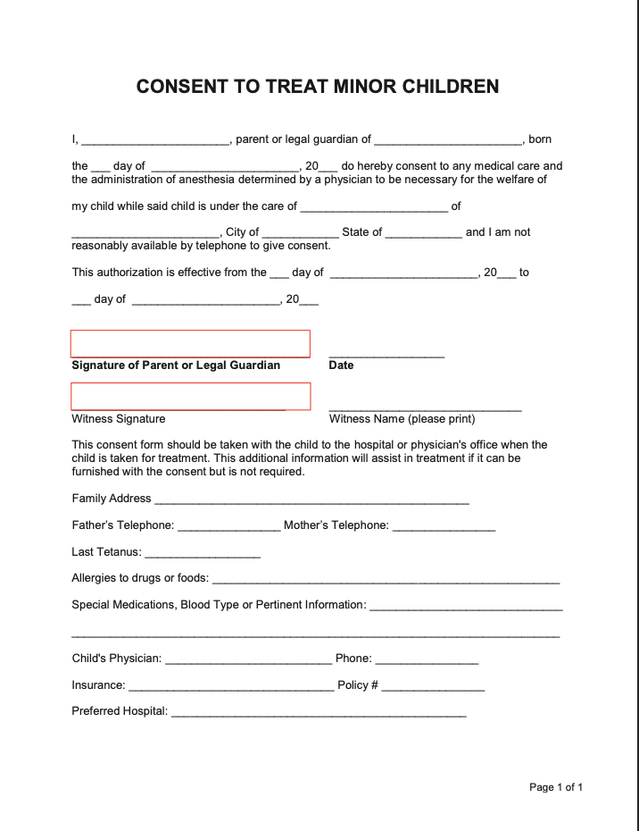 Child Medical Consent Form For Work PDF