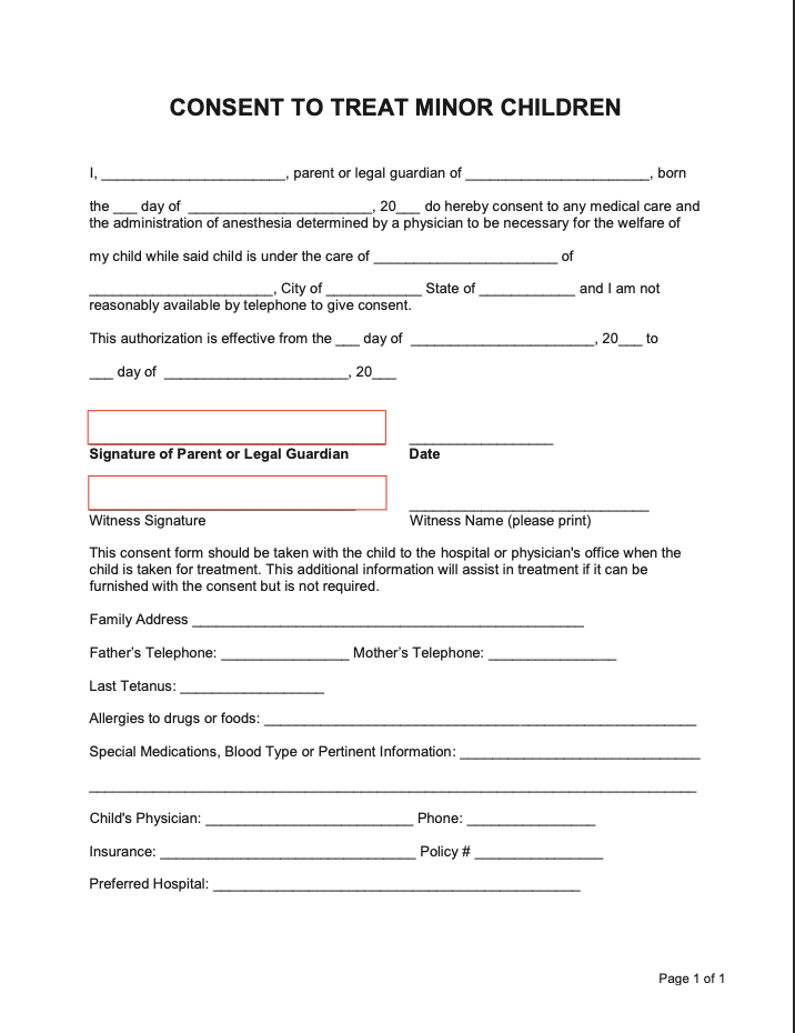 Medical Consent Form For Minor Truongquoctesaigon edu vn